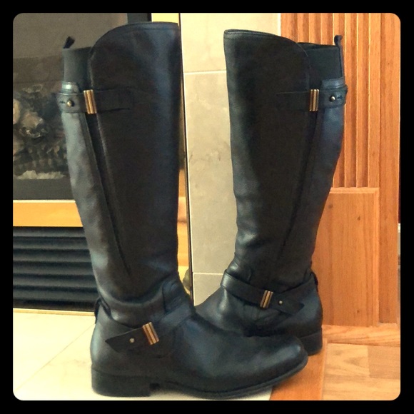 black leather riding boots size 8